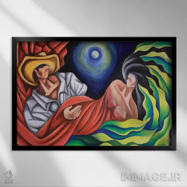 تابلو ماه میان ما اثر دیکسی میگز - نمای قابدار مشکی