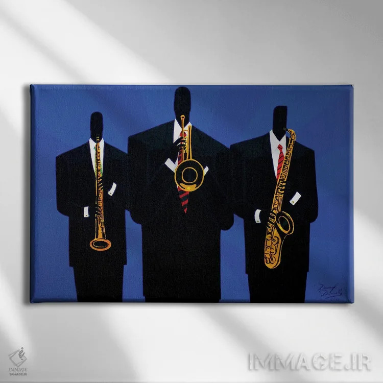 تابلو برنجیها در آبی اثر دارل دنیلز - نمای روبهرو روی دیوار