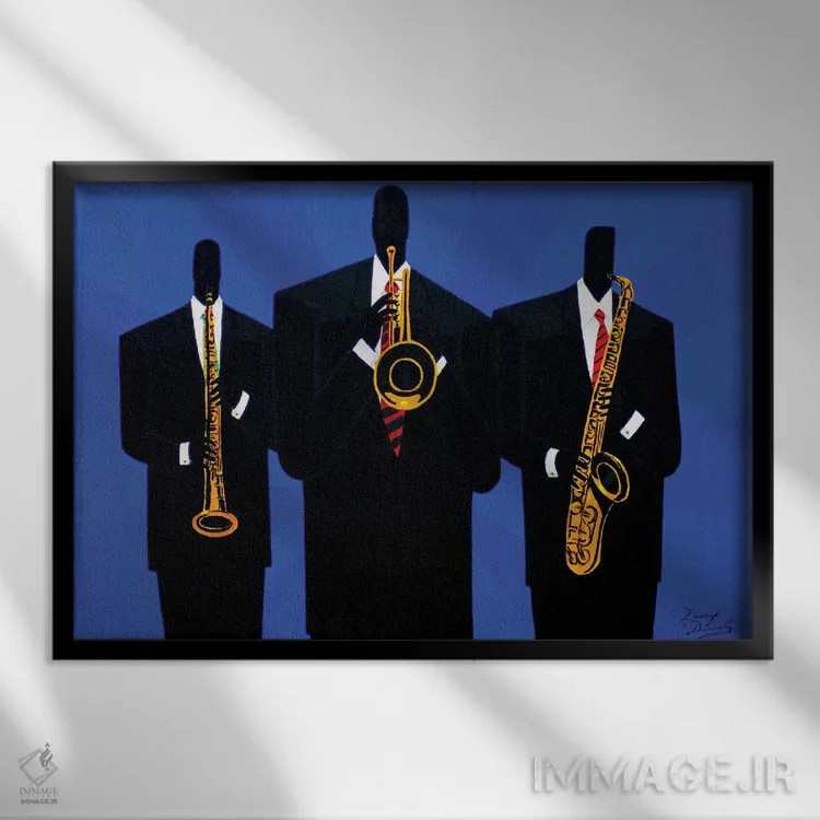 تابلو برنجیها در آبی اثر دارل دنیلز - نمای قابدار مشکی