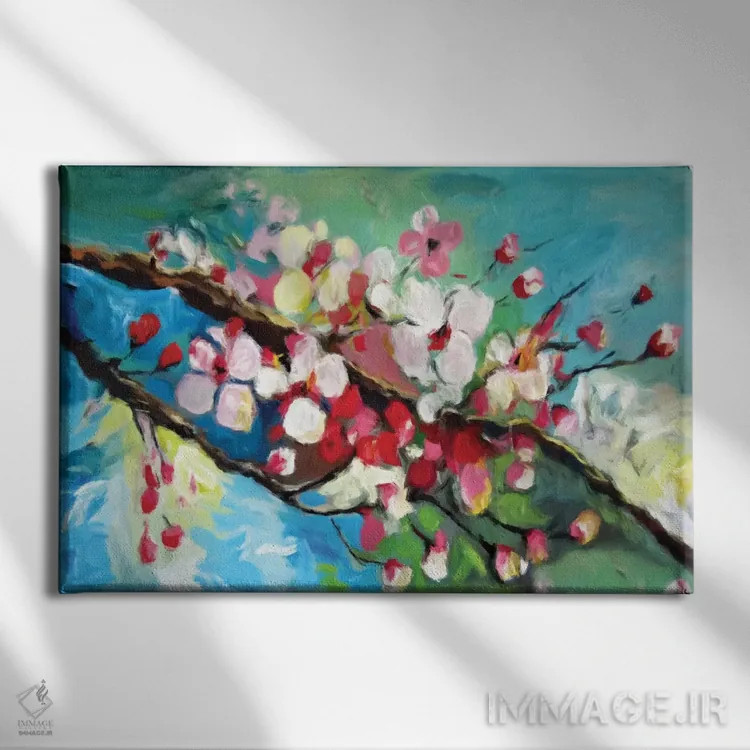 تابلو شکوفهٔ گیلاس اثر رباورهاا کریستوا - نمای روبهرو روی دیوار