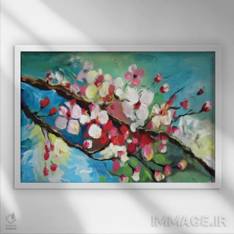 تابلو شکوفهٔ گیلاس اثر رباورهاا کریستوا - نمای قابدار سفید