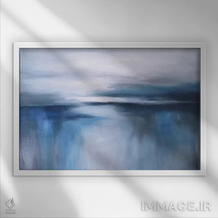 تابلو منظرهٔ انتزاعی دریا بیست و چهار اثر رباورهاا کریستوا - نمای قابدار سفید