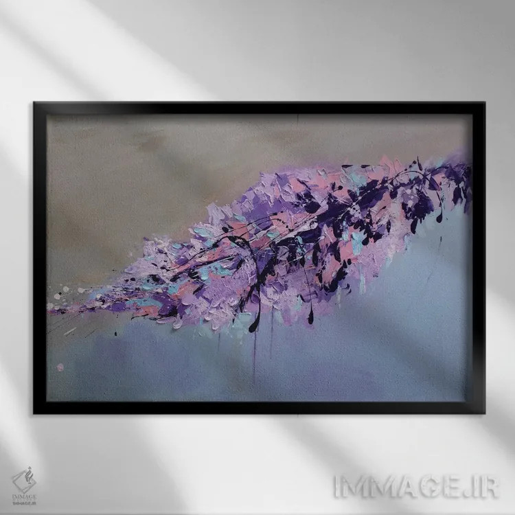 تابلو برگ بنفش اثر رباورهاا کریستوا - نمای قابدار مشکی
