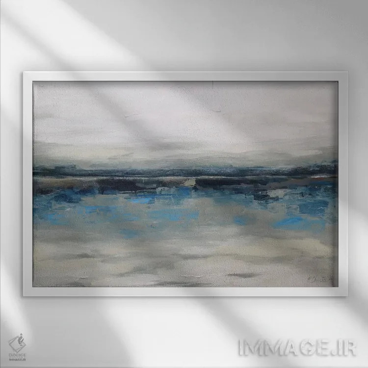 تابلو منظرهٔ انتزاعی دریا بیست و شش اثر رباورهاا کریستوا - نمای قابدار سفید