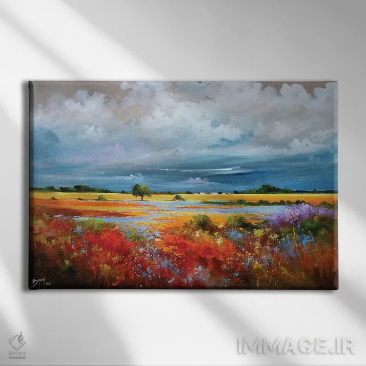 تابلو دشت در آسمان آسمان اثر اریک برونی - نمای روبهرو روی دیوار