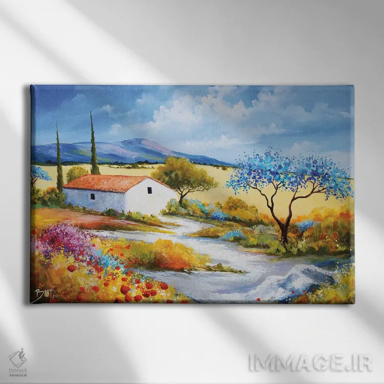 تابلو کابانون در لوبغون (کلبه در منطقه لوبغون فرانسه) اثر اریک برونی - نمای روبهرو روی دیوار