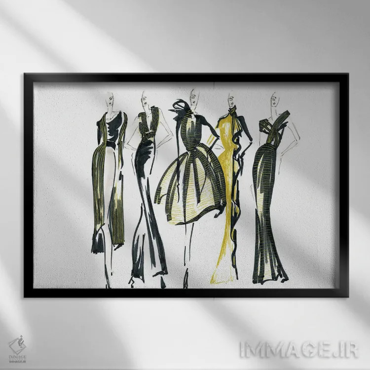 تابلو صف طلایی II اثر الی عظیزیان - نمای قابدار مشکی