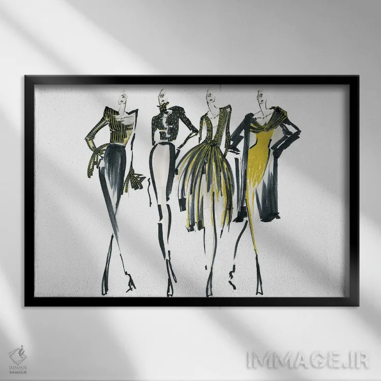 تابلو صف طلایی I اثر الی عظیزیان - نمای قابدار مشکی