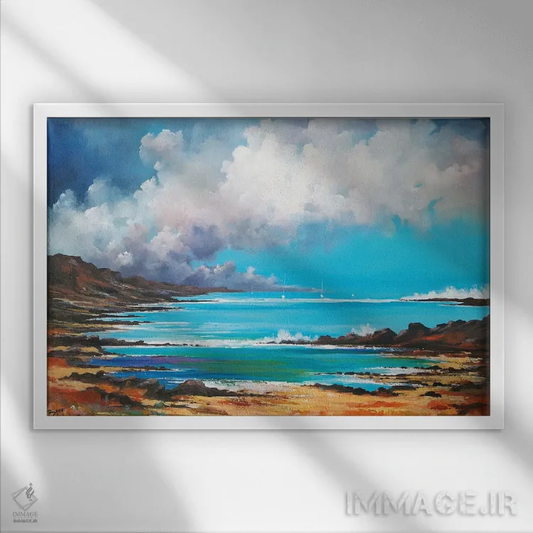 تابلو کف و آسمان اثر اریک برونی - نمای قابدار سفید