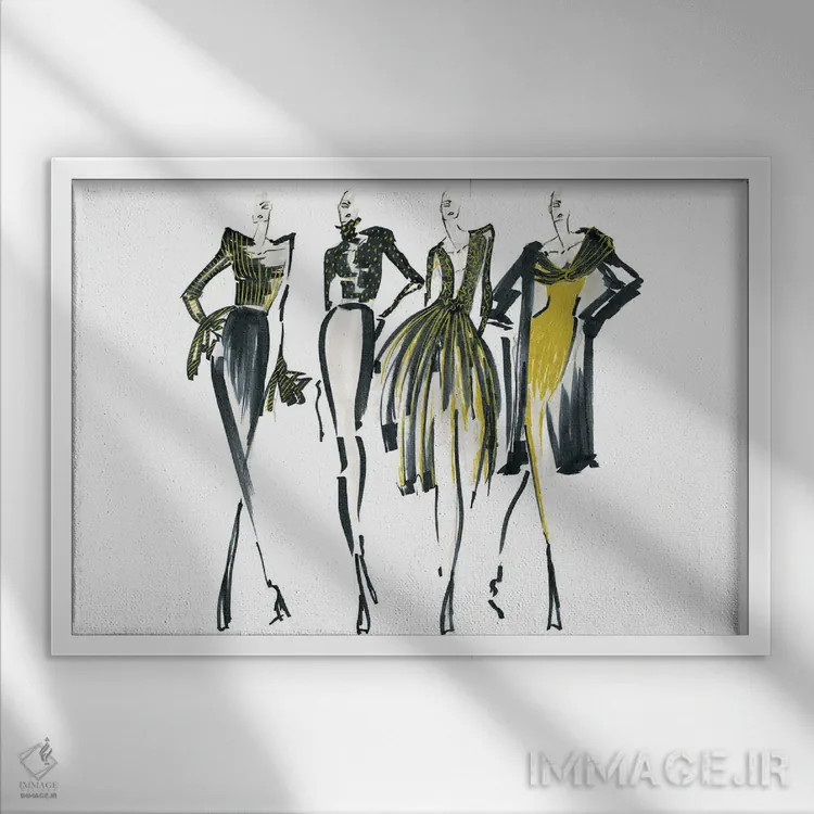 تابلو صف طلایی I اثر الی عظیزیان - نمای قابدار سفید