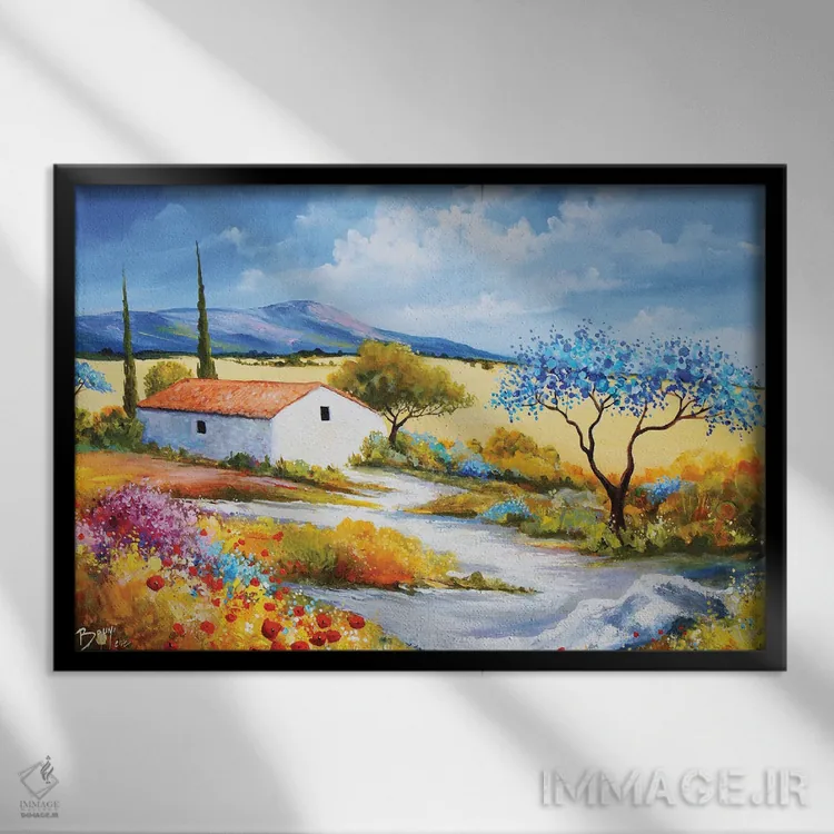 تابلو کابانون در لوبغون (کلبه در منطقه لوبغون فرانسه) اثر اریک برونی - نمای قابدار مشکی