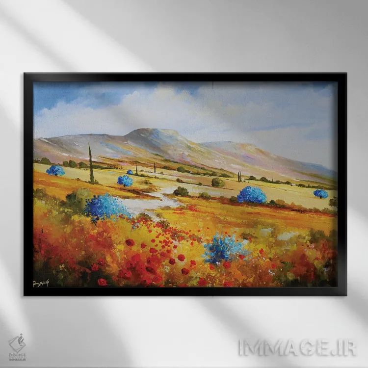 تابلو درختان زیتون آبی در آلپی (آلپیل فرانسه) اثر اریک برونی - نمای قابدار مشکی