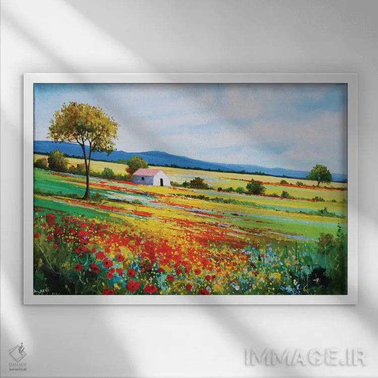 تابلو منظرهٔ گلی اثر اریک برونی - نمای قابدار سفید