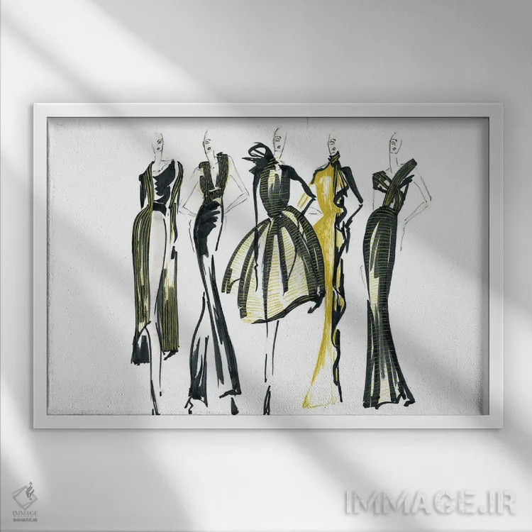 تابلو صف طلایی II اثر الی عظیزیان - نمای قابدار سفید