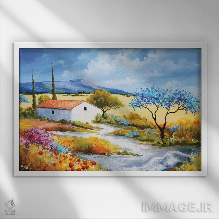 تابلو کابانون در لوبغون (کلبه در منطقه لوبغون فرانسه) اثر اریک برونی - نمای قابدار سفید