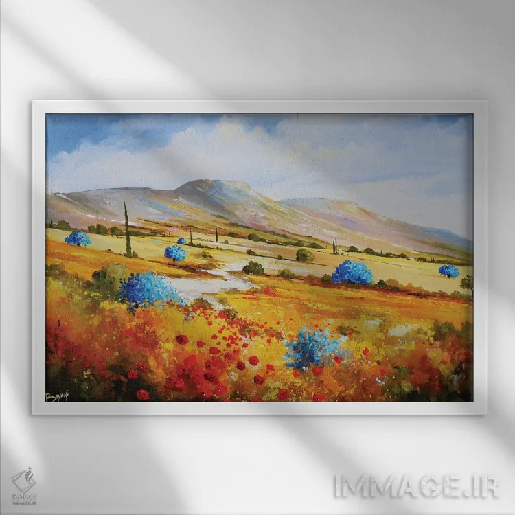 تابلو درختان زیتون آبی در آلپی (آلپیل فرانسه) اثر اریک برونی - نمای قابدار سفید