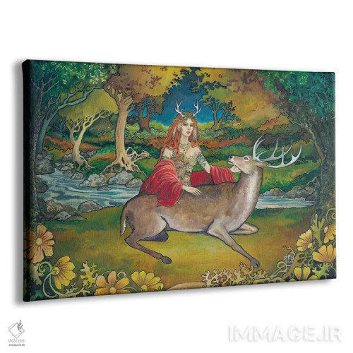 تابلو الن راهها: الهه جنگل وحشی (اسطورهشناسی سلتیک) اثر امیلی بالیوت - نمای پرسپکتیو محصول