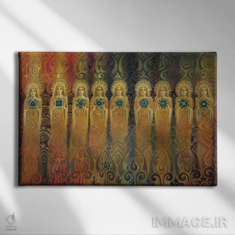 تابلو فرشتگان ریاضی هستند اثر امیلی بالیوت - نمای روبهرو روی دیوار