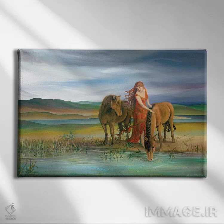 تابلو اپونا: الهه اسب سلتیک (اسطورهشناسی سلتیک) اثر امیلی بالیوت - نمای روبهرو روی دیوار
