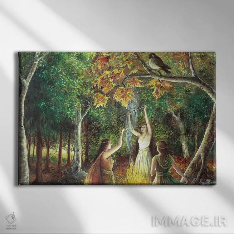 تابلو محفل جادوگران (محفل جادویی) اثر امیلی بالیوت - نمای روبهرو روی دیوار