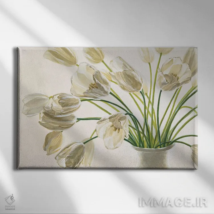 تابلو دسته گل لالهها اثر اوا باربرینی - نمای روبهرو روی دیوار