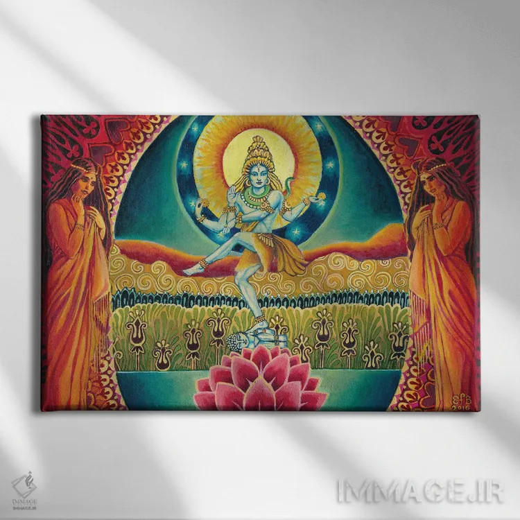 تابلو ناتاراجا: رقصندهٔ کیهانی (اسطورهشناسی هند) اثر امیلی بالیوت - نمای روبهرو روی دیوار