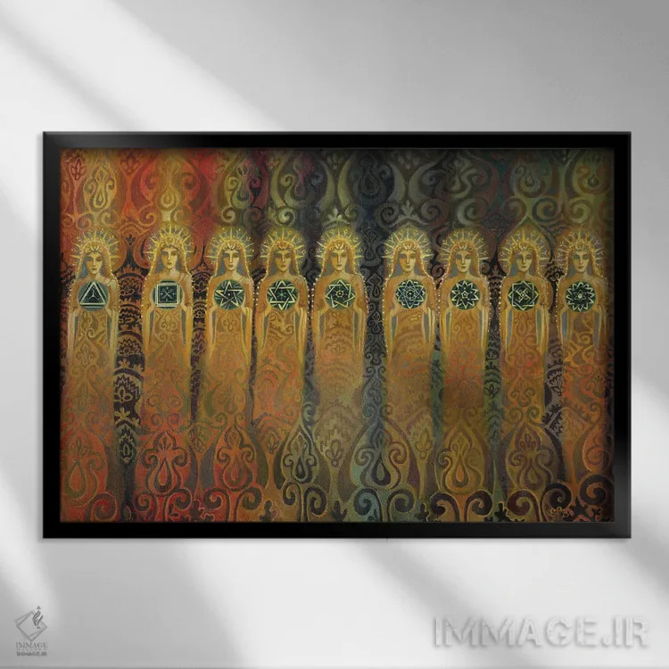 تابلو فرشتگان ریاضی هستند اثر امیلی بالیوت - نمای قابدار مشکی