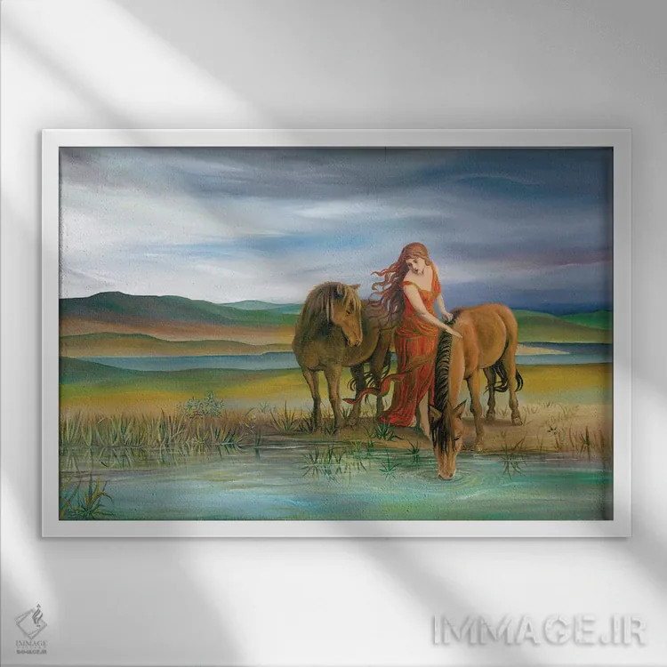 تابلو اپونا: الهه اسب سلتیک (اسطورهشناسی سلتیک) اثر امیلی بالیوت - نمای قابدار سفید