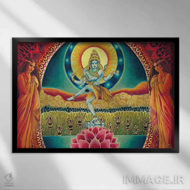 تابلو ناتاراجا: رقصندهٔ کیهانی (اسطورهشناسی هند) اثر امیلی بالیوت - نمای قابدار مشکی