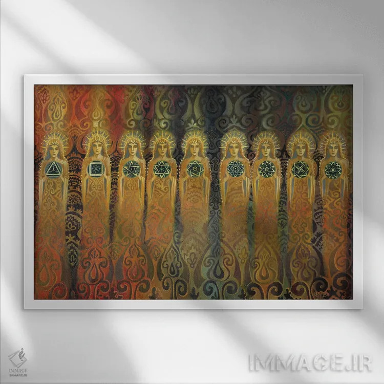 تابلو فرشتگان ریاضی هستند اثر امیلی بالیوت - نمای قابدار سفید