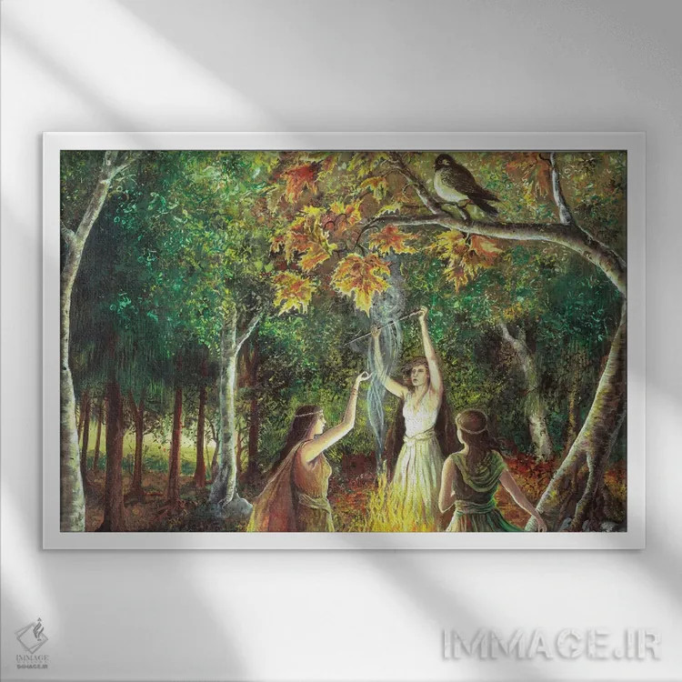 تابلو محفل جادوگران (محفل جادویی) اثر امیلی بالیوت - نمای قابدار سفید