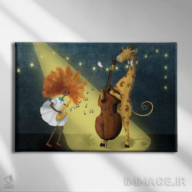 تابلو سهنفره جاز اثر الی بیکزاده - نمای روبهرو روی دیوار