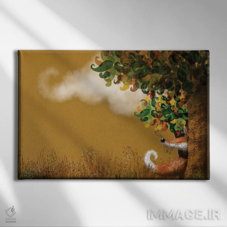 تابلو روباه حیلهگر اثر الی بیکزاده - نمای روبهرو روی دیوار