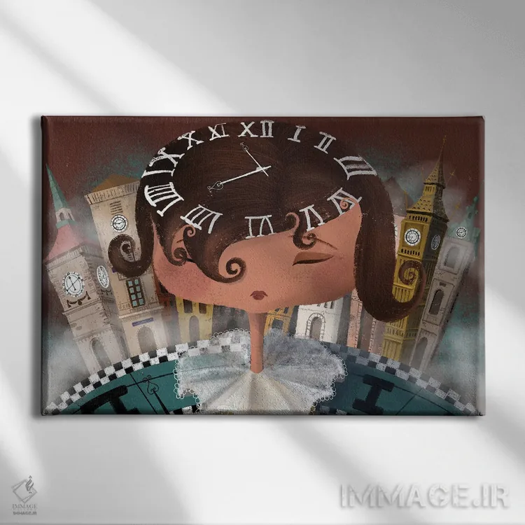 تابلو اختلاف زمانی اثر الی بیکزاده - نمای روبهرو روی دیوار