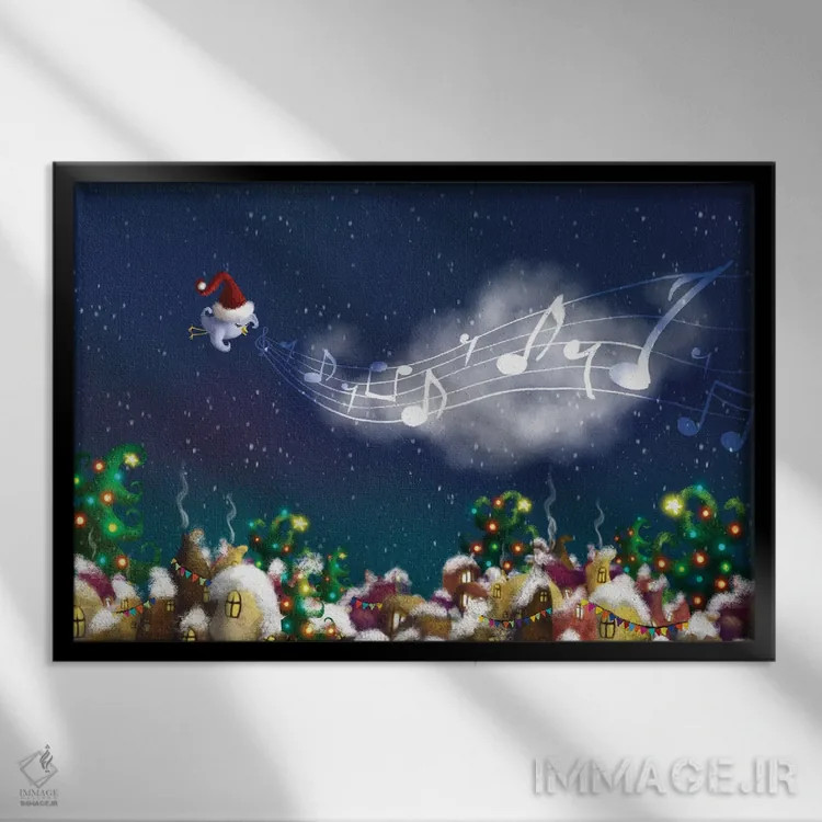 تابلو کریسمس در راه است اثر الی بیکزاده - نمای قابدار مشکی