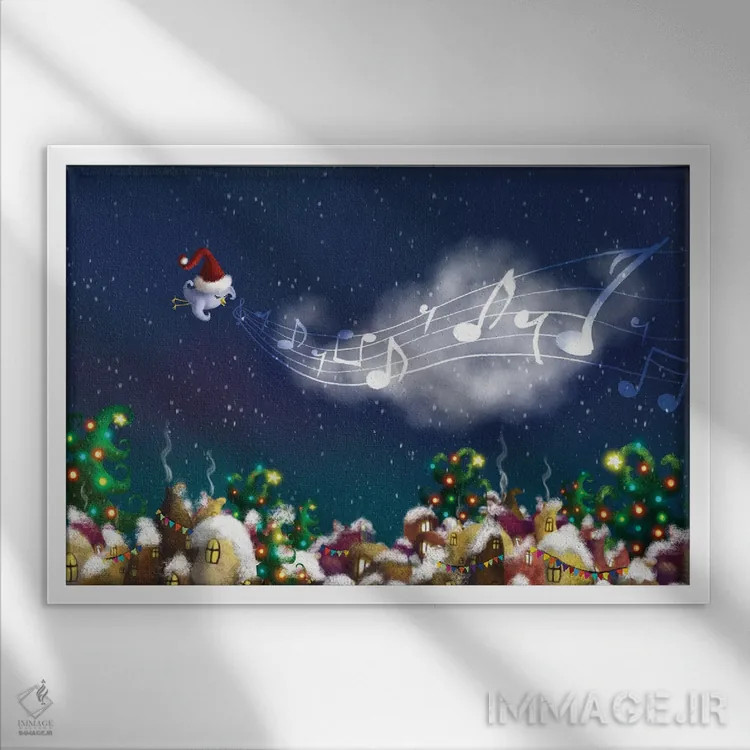 تابلو کریسمس در راه است اثر الی بیکزاده - نمای قابدار سفید