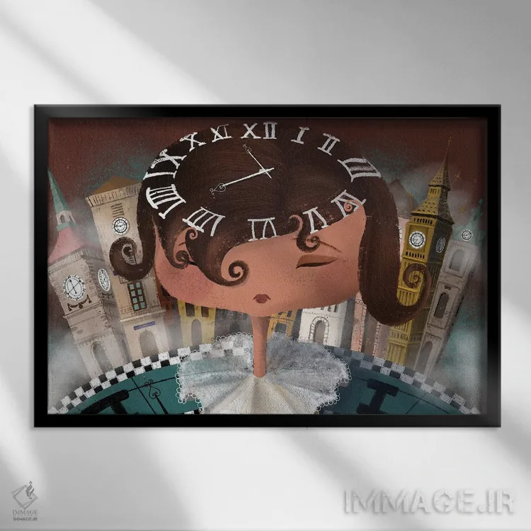 تابلو اختلاف زمانی اثر الی بیکزاده - نمای قابدار مشکی