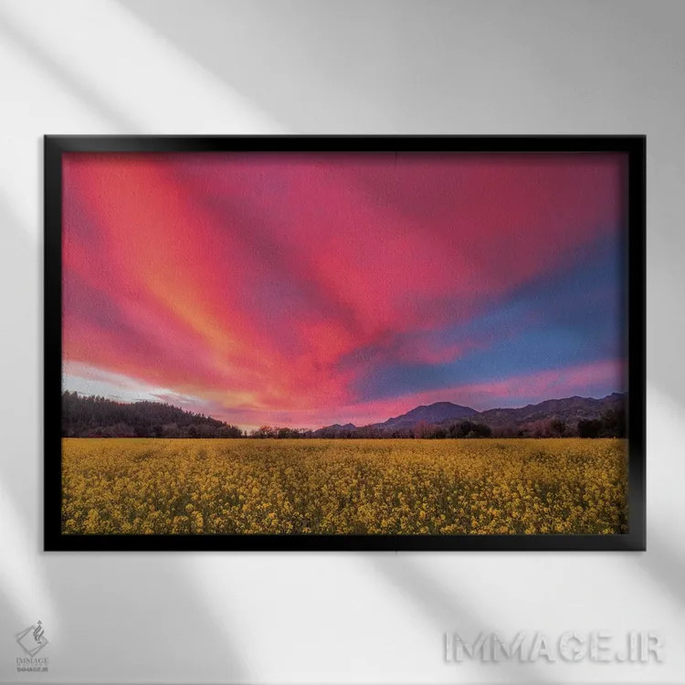 تابلو غروب بهاری در دره ناپا اثر الیزابت کارمل - نمای قابدار مشکی