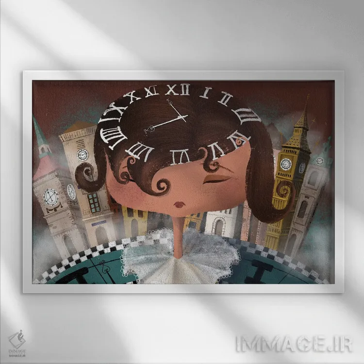 تابلو اختلاف زمانی اثر الی بیکزاده - نمای قابدار سفید