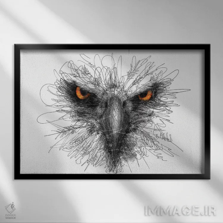 تابلو نگاه عقاب اثر ریک سنتنو - نمای قابدار مشکی