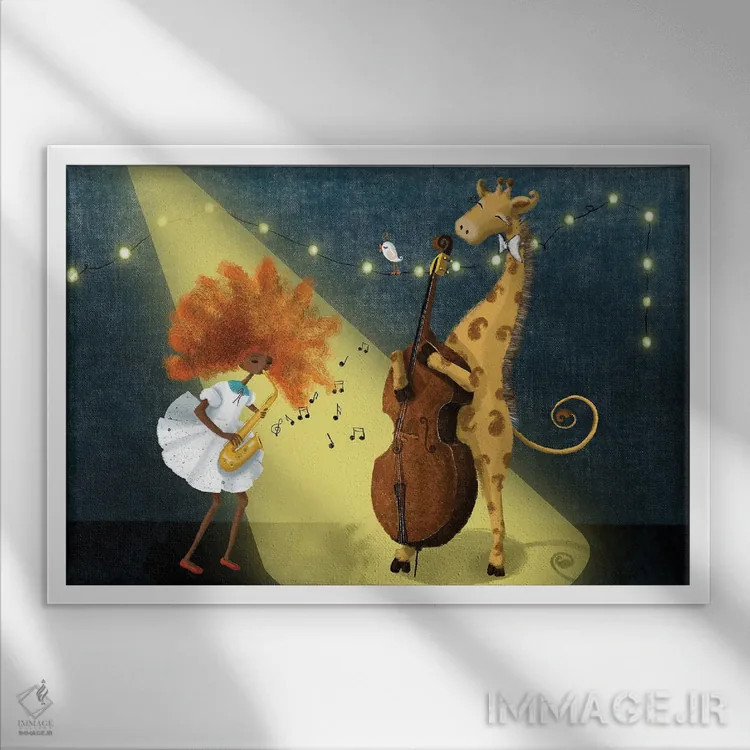 تابلو سهنفره جاز اثر الی بیکزاده - نمای قابدار سفید