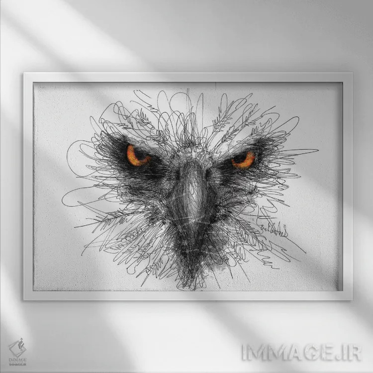 تابلو نگاه عقاب اثر ریک سنتنو - نمای قابدار سفید