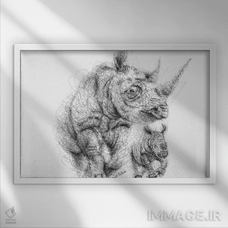 تابلو مادری اثر ریک سنتنو - نمای قابدار سفید