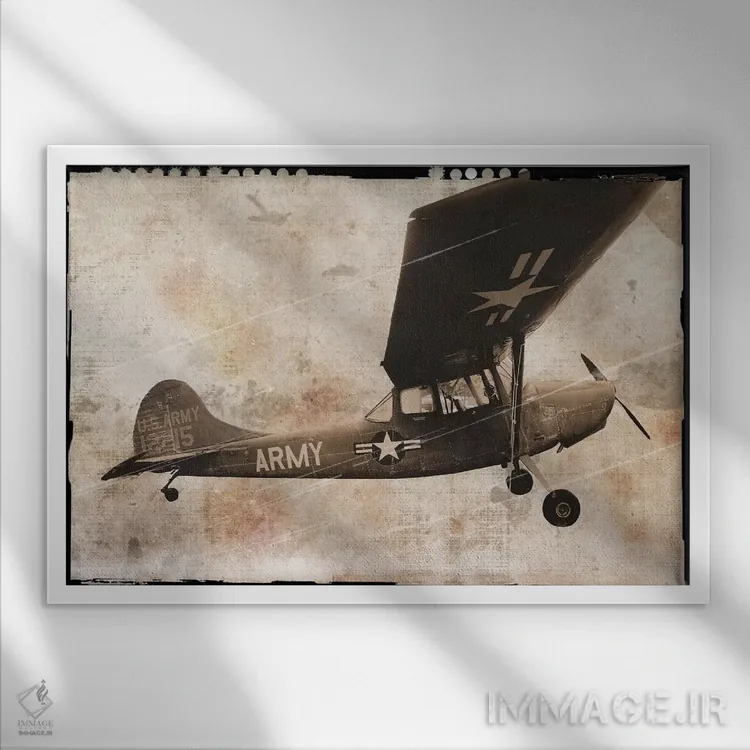 تابلو هواپیمای ارتشی اثر ارین کلارک - نمای قابدار سفید