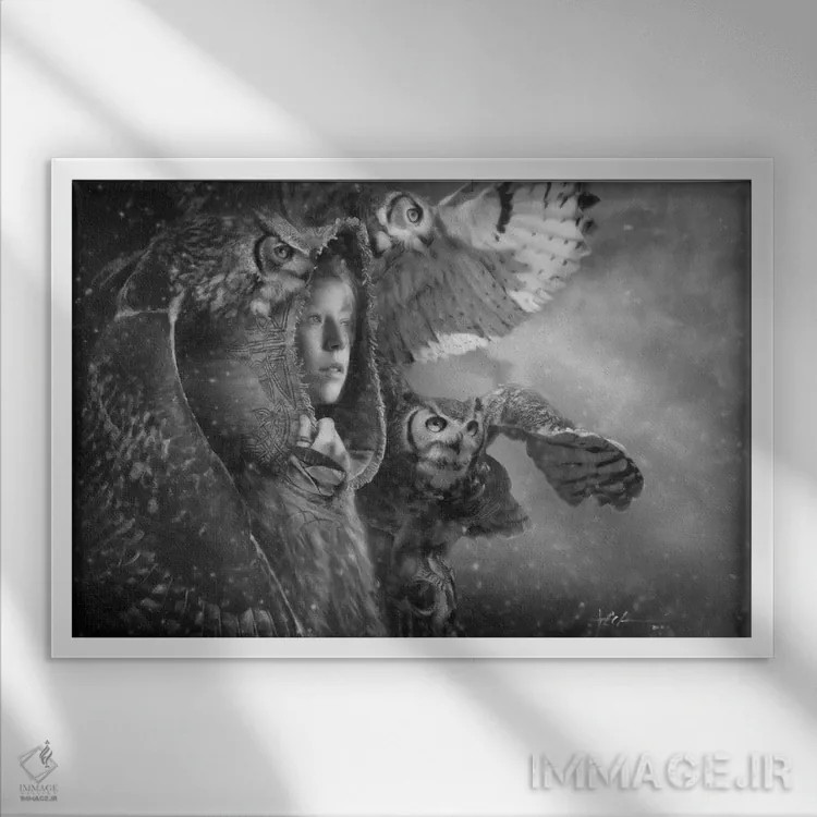 تابلو ردای محافظت اثر جف اچواریا - نمای قابدار سفید