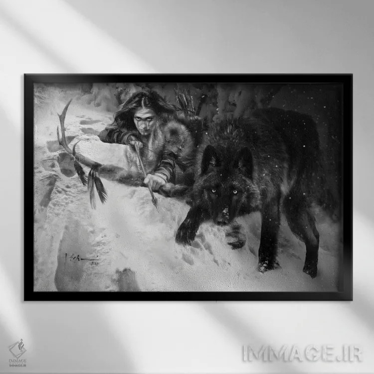 تابلو شکار شرارت اثر جف اچواریا - نمای قابدار مشکی