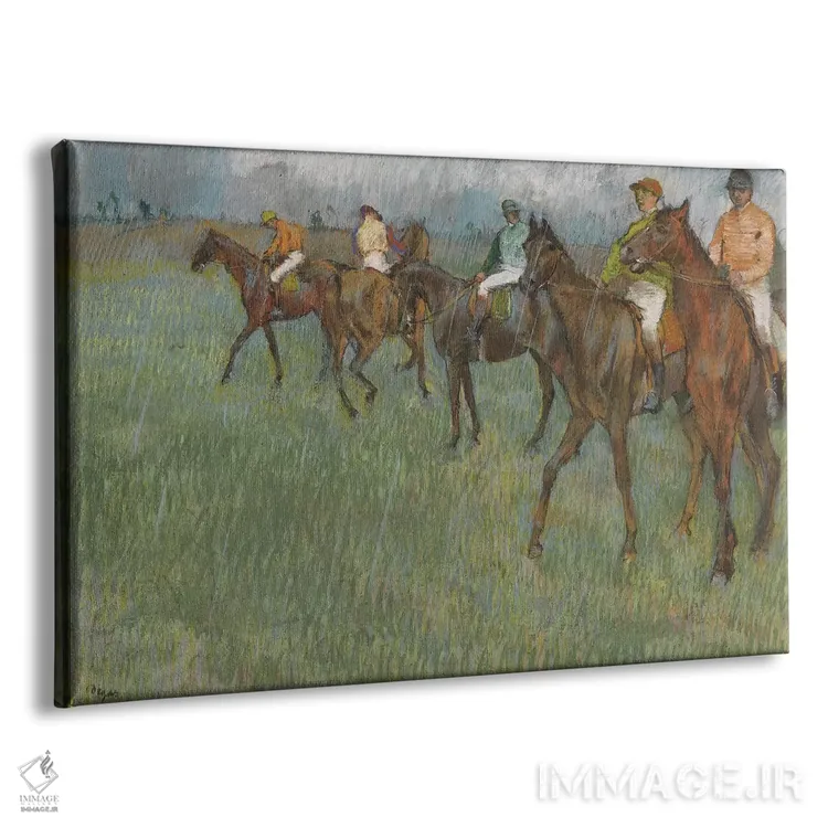 تابلو اسبدوانها در باران، حدود ۱۸۸۶ اثر ادگار دگا (نقاش و مجسمهساز فرانسوی) - نمای پرسپکتیو محصول