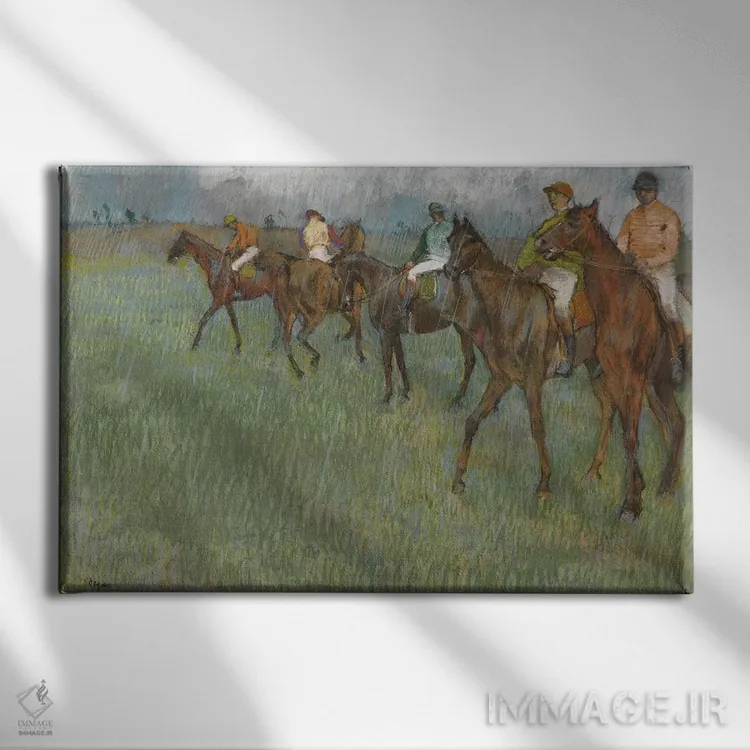 تابلو اسبدوانها در باران، حدود ۱۸۸۶ اثر ادگار دگا (نقاش و مجسمهساز فرانسوی) - نمای روبهرو روی دیوار