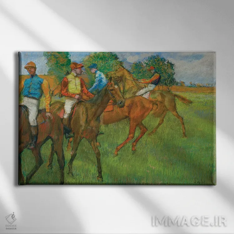 تابلو دگا: مسابقهها ۱ اثر ادگار دگا (نقاش و مجسمهساز فرانسوی) - نمای روبهرو روی دیوار