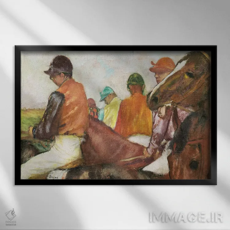 تابلو دگا: مسابقهها ۳ اثر ادگار دگا (نقاش و مجسمهساز فرانسوی) - نمای قابدار مشکی